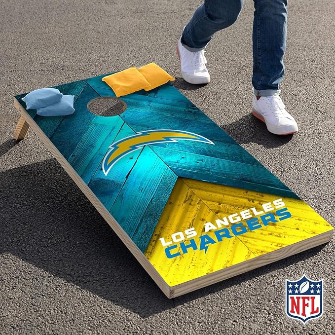 Wild Sports NFL Football 2' x 4' Regulation Size Solid Wood Cornhole Set with Direct Print HD Team Graphics Great Gift for Any Football Fan! Bean Bag Toss Family Outdoor Game