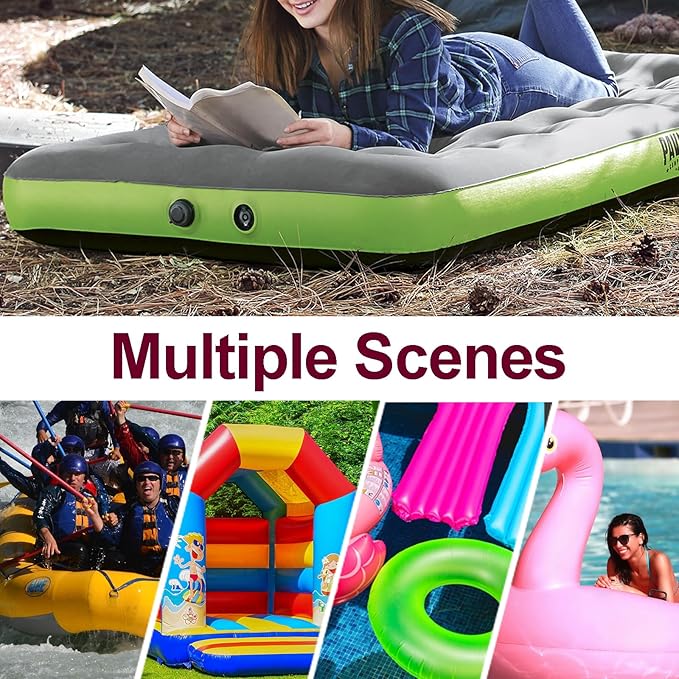 Electric Pump for Inflatables, Quick-Fill Air Mattress Pump for Air Bed Pool Toy Raft Boat, AC 110-120V Inflator,Electric Air Pump with 4 Nozzles, Black