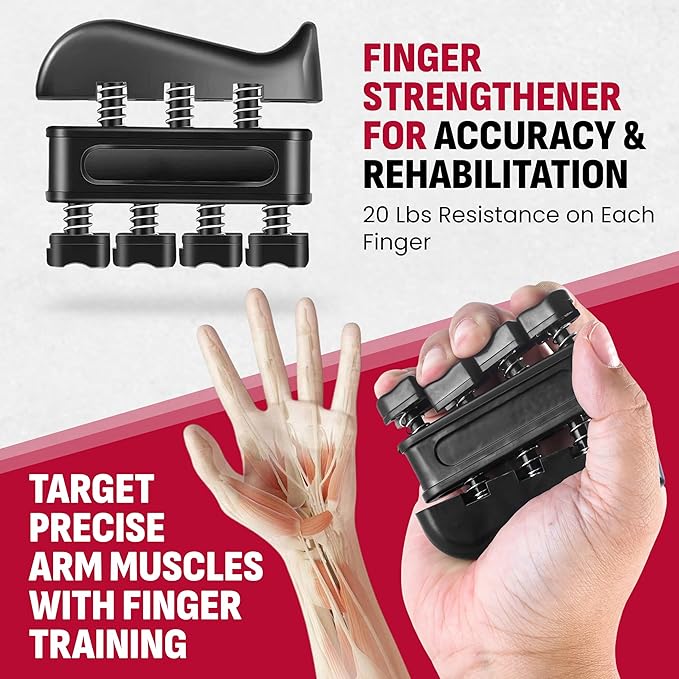 Grip Strength Trainer Kit, 4 Pack Hand Gripper Strengthener with Adjustable Resistance, Forearm Exerciser, Finger Strengthener & Stress Relief Ball for Muscle Building & Injury Recovery