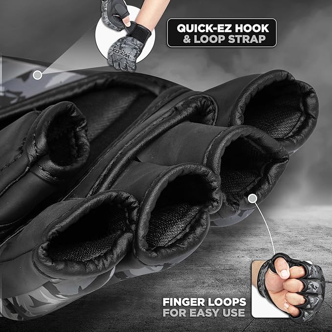 WYOX MMA Gloves for Men & Women – Grappling & Sparring Boxing Gloves with Open Palm Design, Padded Fingerless Training Gloves for Kickboxing, Muay Thai, Youth & Heavy Bag Workouts