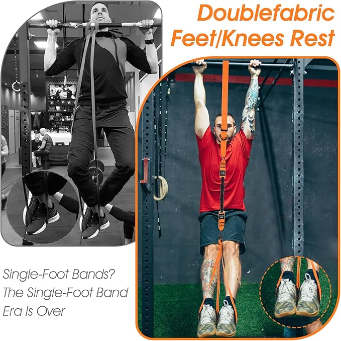 Pull Up Assistance Bands 75-225LBS Heavy-Duty Adjustable Resistance Band with Dual Feet Support Pedals Strength Training Workout Equipment for Beginners Chin Up Home Fitness Body Stretching