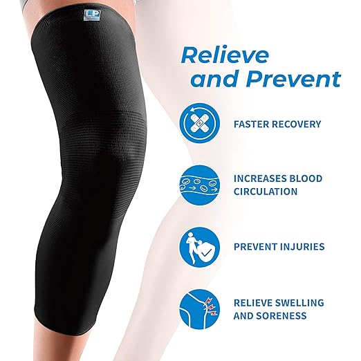 LP SUPPORT 667 Compression Sleeve Leg Full Length for Sports, Cycling, Running, Basketball, for Men Women (Dark Blue, XL, 1pcs)