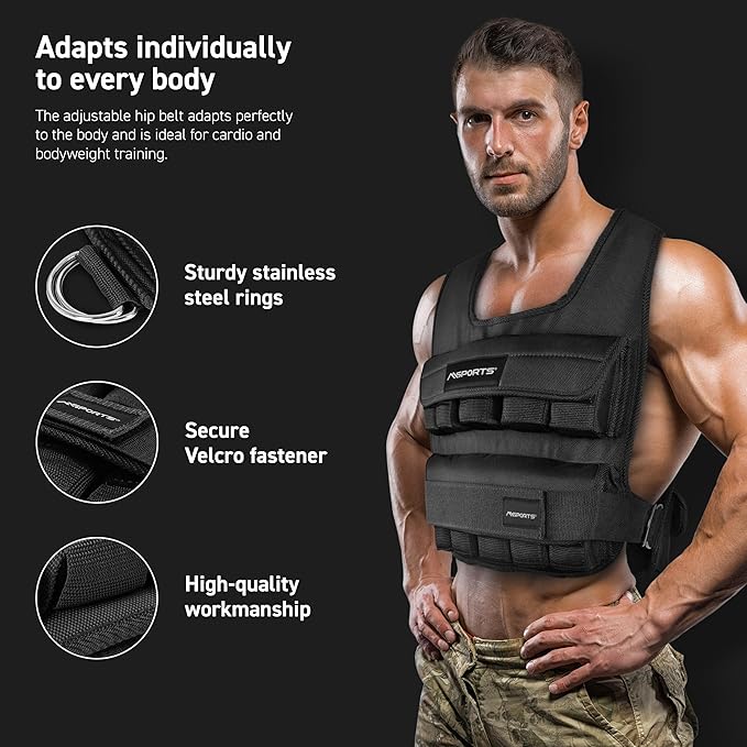 Weighted Vest Premium for Women & Men – Adjustable 11–65 lb, Running Vest, Walking Weight Vest, Tactical Style Training Vest for CrossFit, Strength, Cardio & Home Workouts