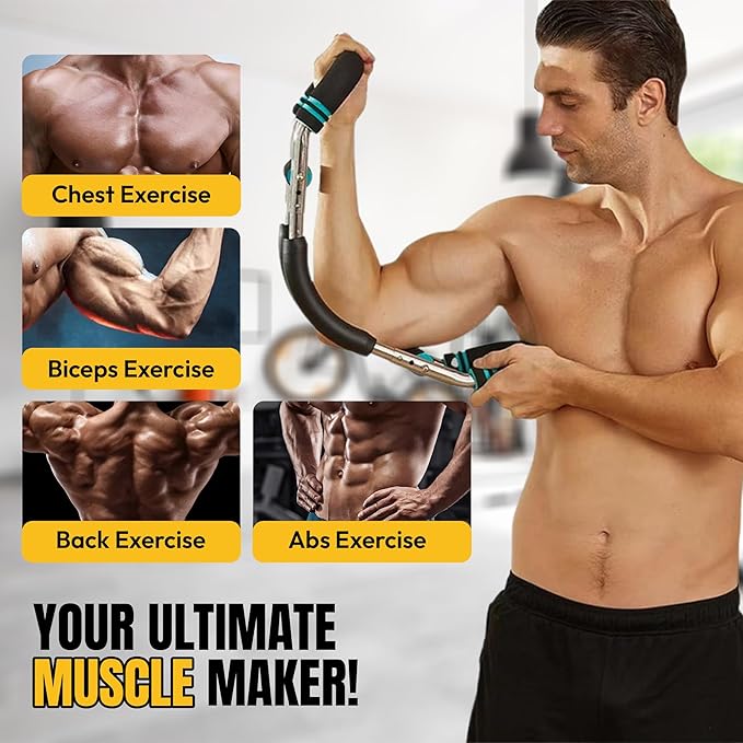 Adjustable Power Twister Bar For Arm Strength, Chest Stength Training Exercise Equipment, Heavy Duty Steel Construction, 66-88 110LBS, Portable Power, Detachable, Home Workout, Fitness.