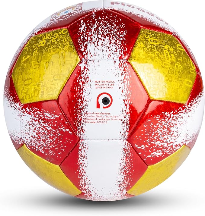 Size 4 Soccer Balls, Laser Leather Soccer Ball for Sport Training & Match Play - Vibrant Soccer Balls Gift Set with Pump for Kids and Youth