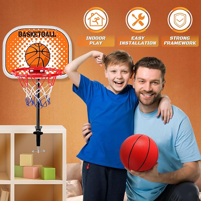NZQXJXZ Indoor Basketball Hoop, Tabletop Basketball Hoop Set with Clips with Two Balls, Mini Hoops for Desk Table Bed Office Bedroom Basketball Toys for Kids and Adults