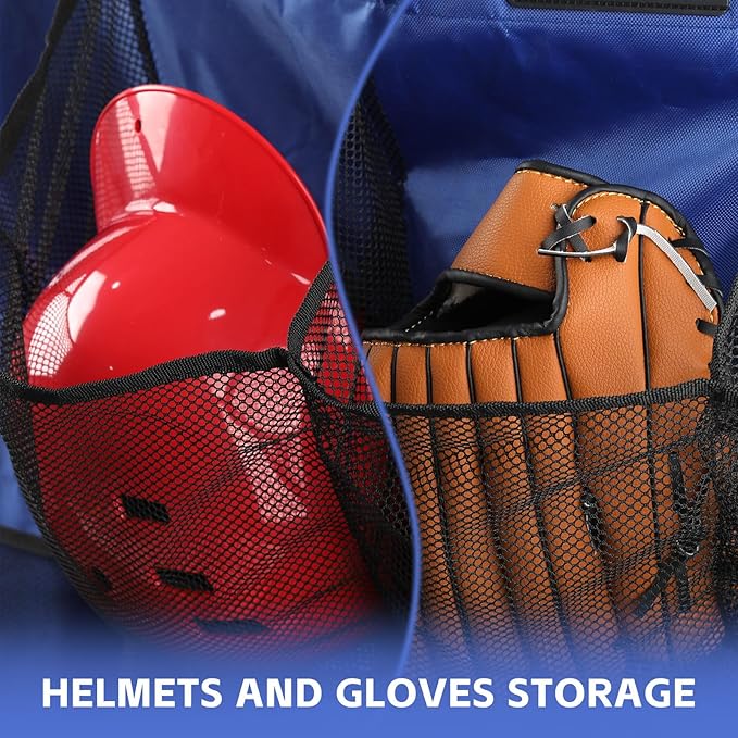 Baseball Dugout Organizer, Hanging Helmet Bag for 15 Players Baseball Softball Team, Helmet Organizer for Dugout Fence Garage, Organize Baseball Equipment, Helmets, Gloves, Bats, Balls