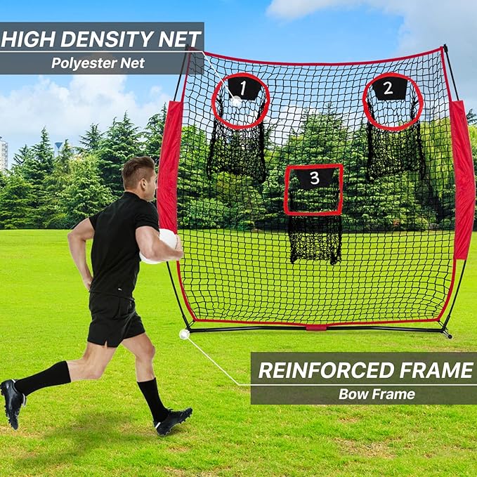 Football Nets for Throwing, Football Target Net Quarterback Throwing Net Football Target Practice Accuracy, Portable Football with 3 Throwing Targets