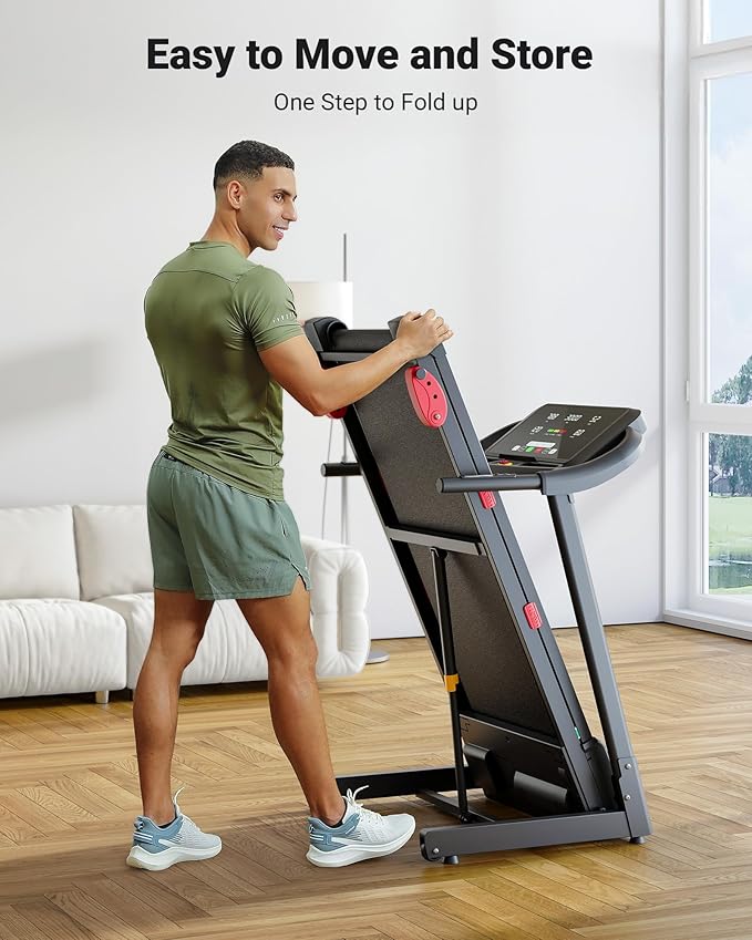 THERUN Home Treadmill with Incline Adjust, 3.0 HP Treadmill, Heart Rate Monitoring, Wider Running Belt