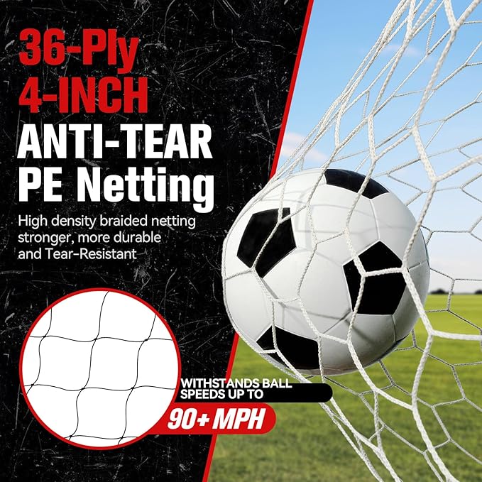 3-in-1 Soccer Goal with Backstop Net & Rebounder, 21x10ft Soccer Rebounder Net with 2 Targets, 36-Strand PE Net, Soccer Equipment for Training Shoot Pass Ball Control, Backyard Game