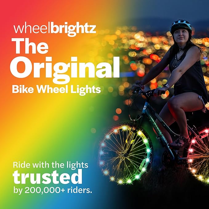 Brightz WheelBrightz LED Bike Wheel Lights - 2025 Edition with Superior Straps & LED-Weatherproof Shield! 14 Colors - Unmatched Durability, Visibility & 48+ Hours of Dazzling Illumination