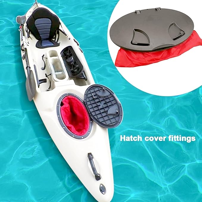 6/8/9 Inch Round Hatch Cover Deck Plate ABS Accessories Hatch Cover with Red Waterproof Bag for Kayak Boat Fishing Rigging
