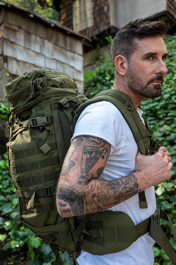 Large Internal Frame Backpack Tactical MOLLE Pack for Camping Backpacking Hunting Bushcraft Adventure 70L…