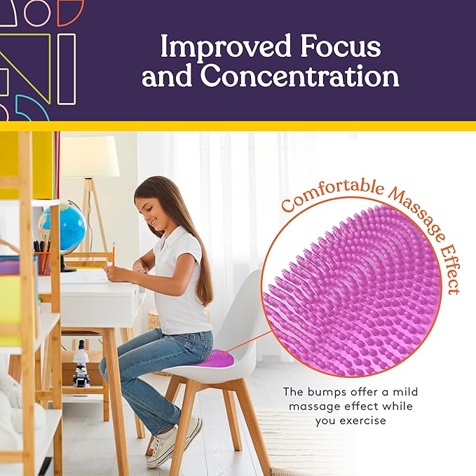 Special Supplies Stability Cushion Balance Pad for Core Strength Trainer and Flexibility, Tactile Sensory Disc for Standing or Sitting, Soft Molded Spike Surface, Includes Air Pump (Purple)