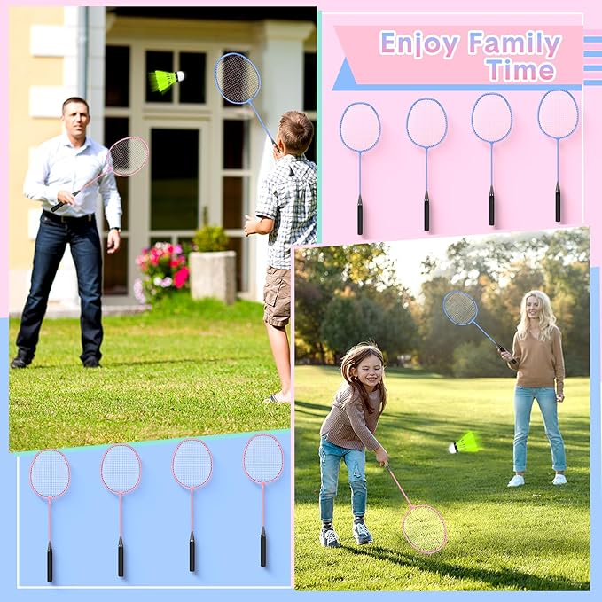 12 Pack Badminton Rackets Set Including Rackets, Nylon Shuttlecocks and Carry Bag for Outdoor Backyard Games Beginners