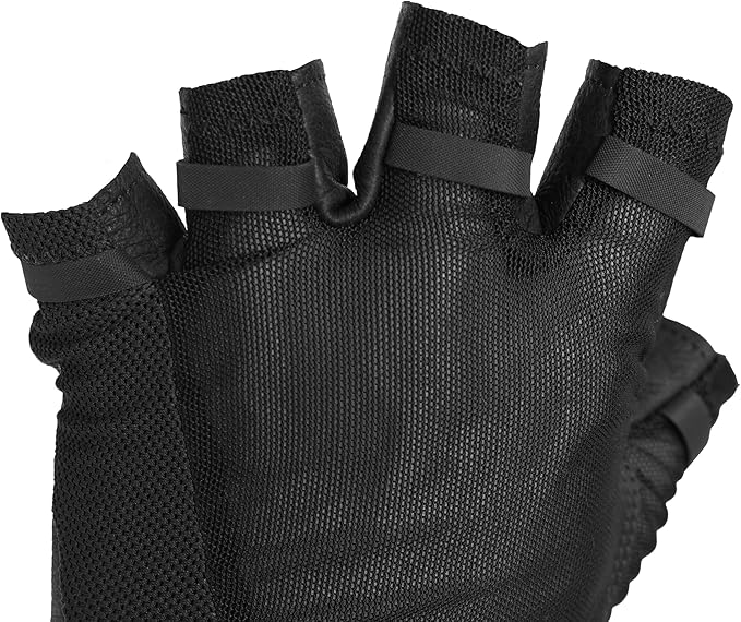 Superset Leather Workout Gloves for Weight-Lifting (Padded) Perfect for Gym Training (Breathable) Black