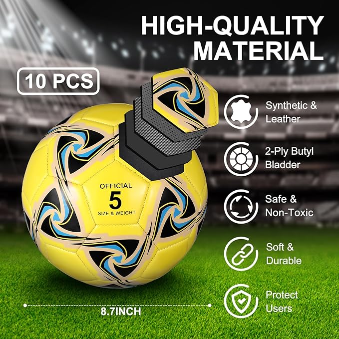 Libima 13 Pcs Soccer Ball Bulk 10 Pcs Official Soccer Ball with 2 Pump and Carry Bag Indoor Outdoor Training Game Sport Gift for Youth Adult Back to School