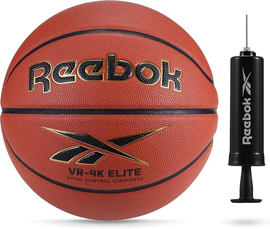 Reebok Elite Basketball, Official Size, Composite Leather, Anti-Slip Grip, Consistent Shape Retention, Includes Pump & Needle, VR-4K Series
