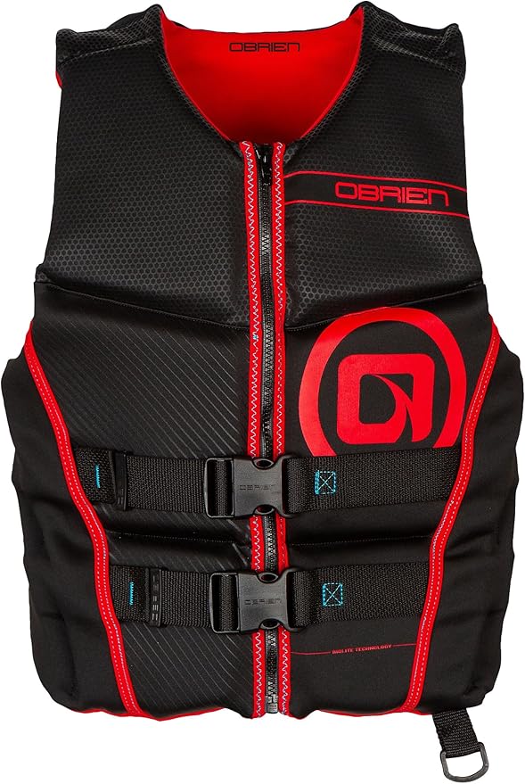 O'Brien Flex V-Back Life Jacket – Coast Guard Approved Adult Life Vest with Flex Fit Design, Lightweight Foam & Front Zip Closure for Watersports, Boating, and Jet Skiing