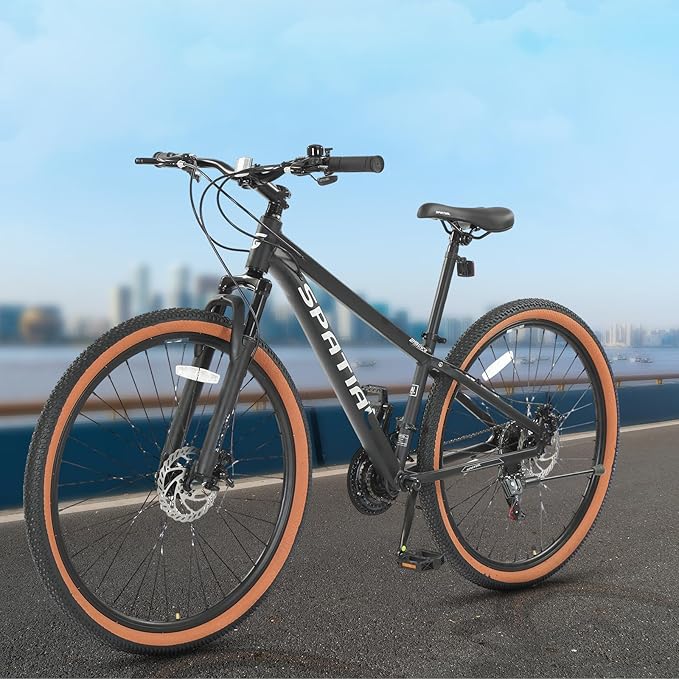 SPATIAL Mountain Bike, 24/26/27.5/29 inch Outdoor Cycling Bike,21/8 Speed Lightweight Aluminum Frame | Dual Disc Brakes,Adjustable Ergonomic Seat for Men Women Adult,MTB Bicycle