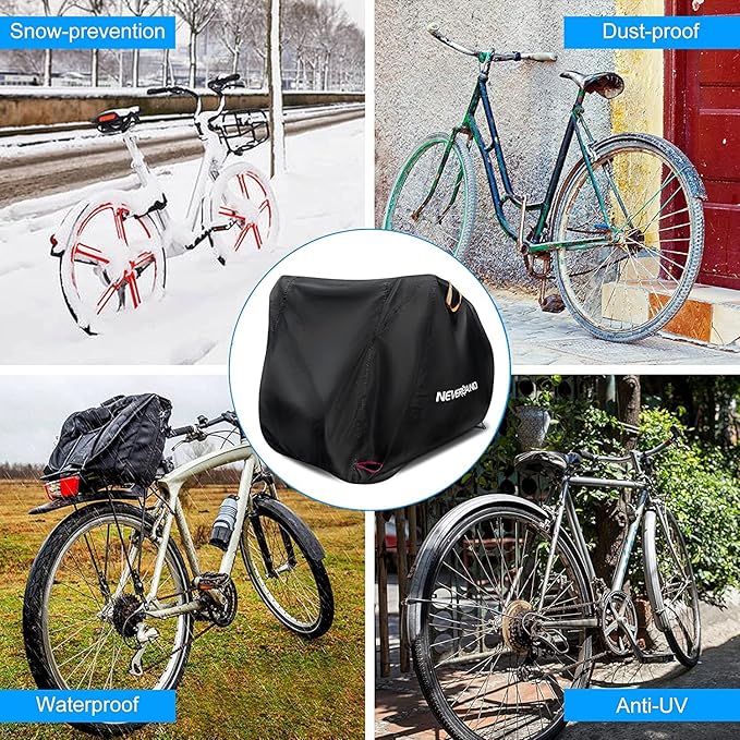 NEVERLAND Bike Cover Outdoor Waterproof Bicycle Covers Storage for 2 or 3 Bikes with Lock Hole Sun Rain Wind Dust Proof for Mountain Road Exercise Electric Hybrid Cruiser Bike