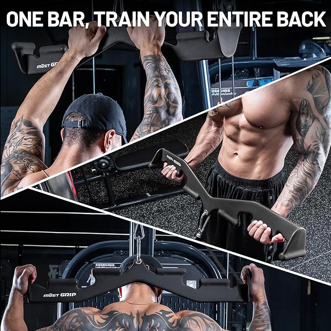 LAT Pull Down Bar with 6 Ergonomic Handles, Neutral Grip LAT Pulldown Attachments for Whole Back Training, Wide Grip LAT Pulldown Bars for Home Gym Cable