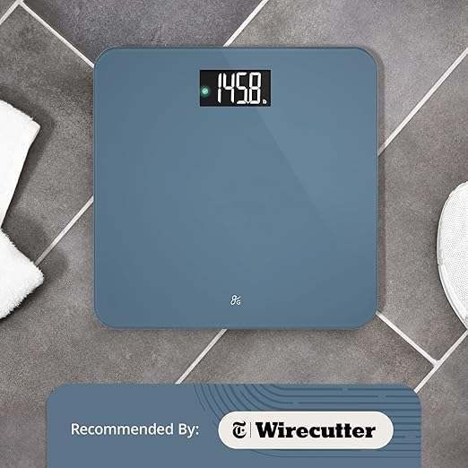 Greater Goods Digital AccuCheck Bathroom Scale for Body Weight, Capacity up to 400 lbs, Batteries Included, Stone Blue
