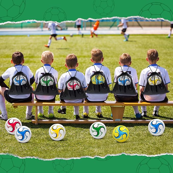 6 Pack Operation Deflated Christmas Soccer Ball with Pump for Child,Items Bulk Deals Soccer Balls,Classic Soccer Balls with Mesh Sport Bag Pump Needle for Shoebox Gift Fillers Charity Donations