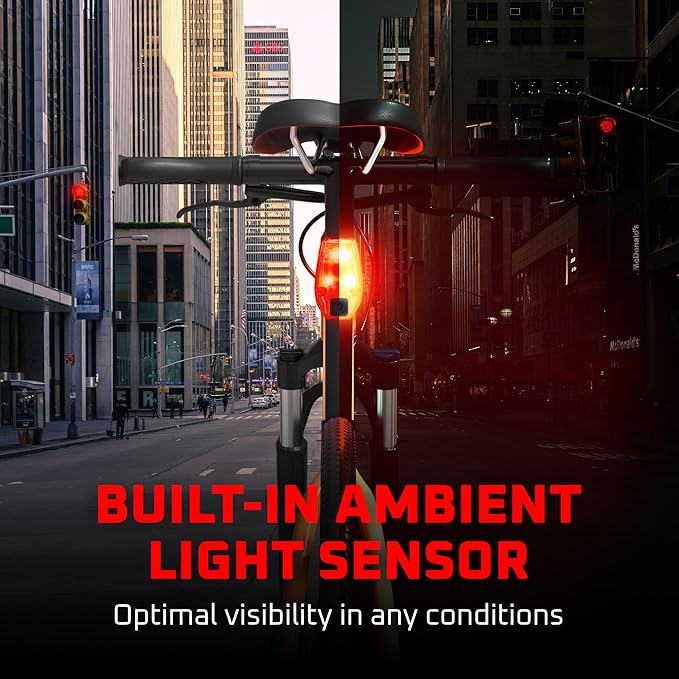 TAILGATOR Smart Bike Rear Tail Brake LED Light - Accelerometer Brake Feature - Brightest Light at 300 Lumens - Rechargeable Battery Lasts Up to 60 Hours - Day/Night Visibility - Best Brake Light
