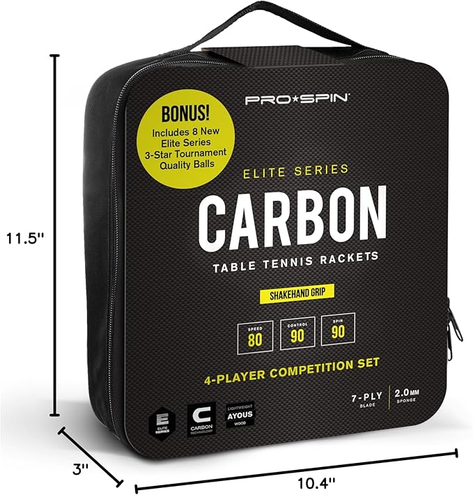 PRO SPIN Ping Pong Paddles - Professional Level Table Tennis Rackets with Carbon Fiber for Superior Control | 7-Ply Blade, Premium Rubber, 2.0mm Sponge | Includes Protector Case