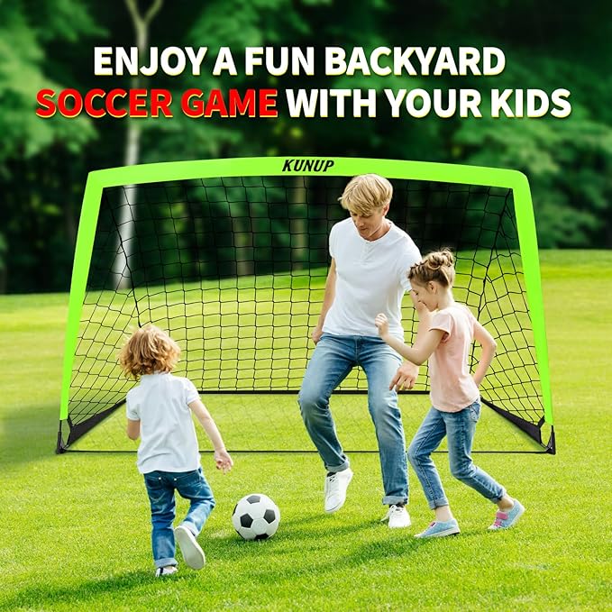2 Pack Kids Soccer Goal for Backyard Set 5x3FT Portable Pop Up Soccer Net Training Equipment with Soccer Ball, Training Dice Mat, Cones and Carry Bag for Youth Toddler Teams Indoor Outdoor Sport Game