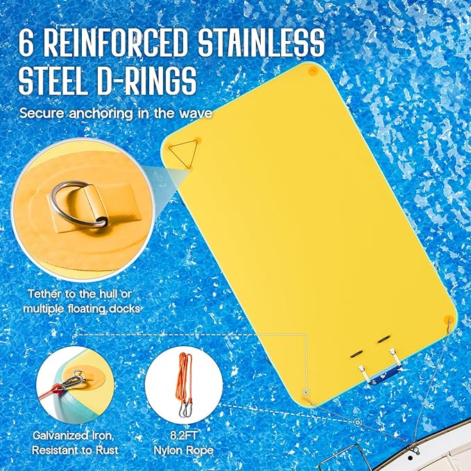 Specraft Inflatable Floating Dock, Non-Slip Air Dock Platform loating Island Raft with Rope Ladder for Pool Lake Beach Ocean