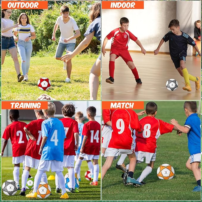 6 Pcs Operation Christmas Soccer Ball Bulk with Pump Needles, Official Deflated Soccer Ball Gift for Youth Adult Game Training Practice Christian Charity Donation Supplies