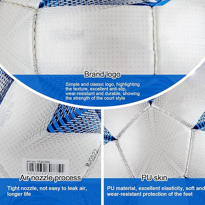Soft PU Leather Soccer Ball, Indoor Outdoor Team Sports, Training Practicing Game Match Soccer Ball Gift for Adult Youth, 1pcs
