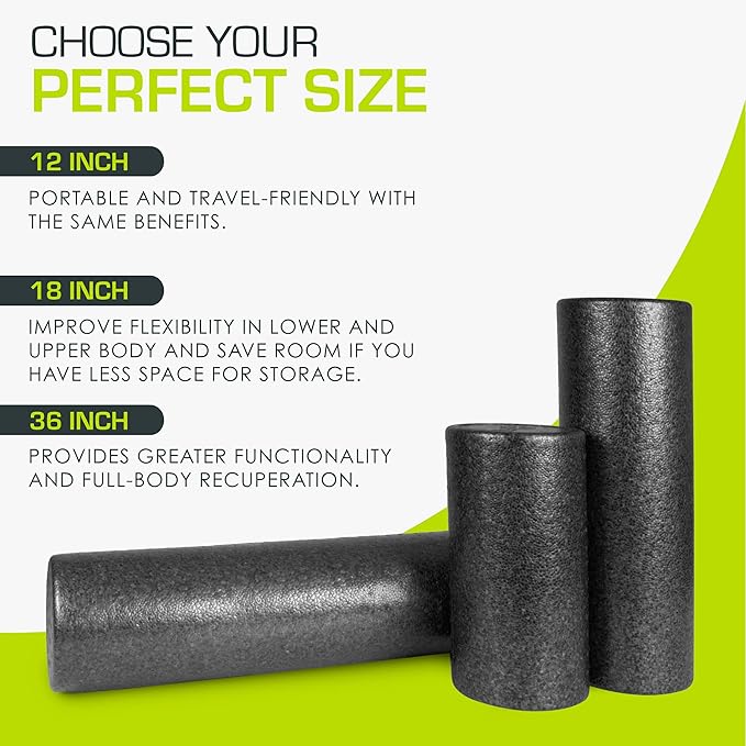 ProsourceFit High Density Foam Rollers 36 - inches Long,Firm Full Body Athletic Massage Tool for Back Stretching, Yoga, Pilates, Post Workout Muscle Recuperation