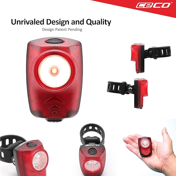 CECO-USA: 150 Lumen Super Bright USB Rechargeable Bike Tail Light - IP67 Waterproof, FL-1 Impact Resistant - Pro Grade Quality Bike Tail Light - Red Bicycle Back Light