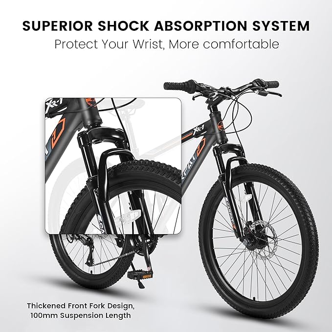 24/26/27.5 Inch Wheels Mountain Bike Shimano 21 Speeds with Mechanical Disc Brakes Aluminum/High-Carbon Steel Frame Suspension MTB Bikes Mountain Bicycle for Adult & Teenagers