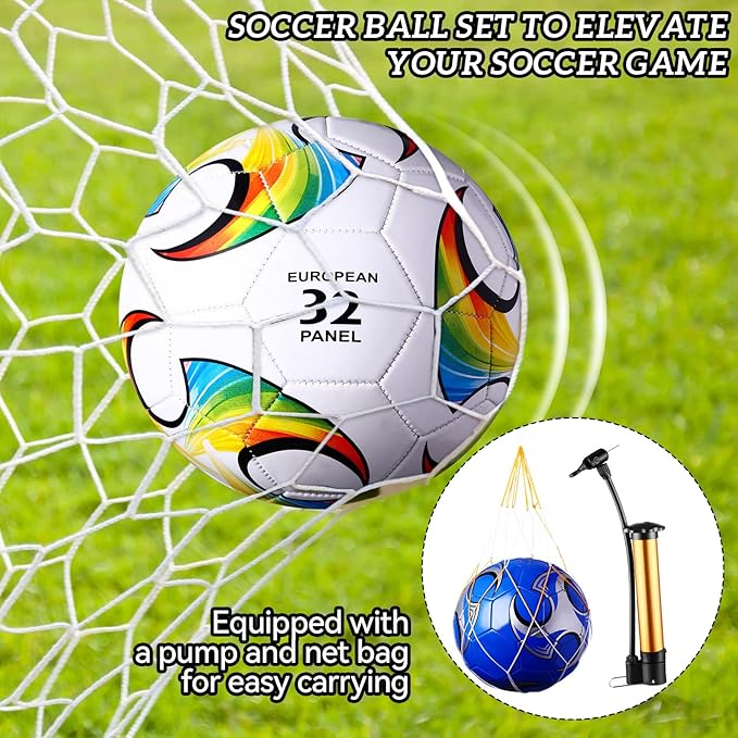 20 Pcs Soccer Balls Bulk with Pump and Net Bag Sport Ball Size 4/5 Outdoor Deflated Soccer Ball for Youth Adult Training Practice Game Match Operation Christmas