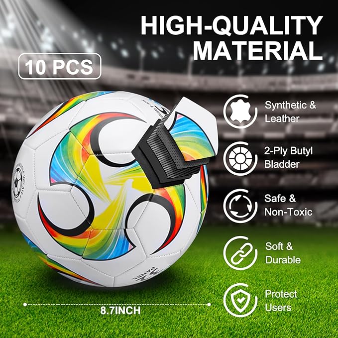Libima 13 Pcs Soccer Ball Bulk 10 Pcs Official Soccer Ball with 2 Pump and Carry Bag Indoor Outdoor Training Game Sport Gift for Youth Adult Back to School