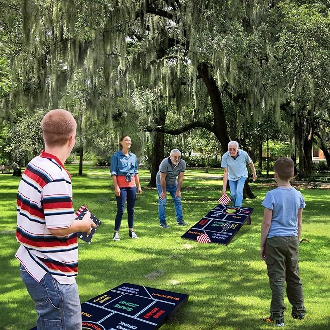 Cornhole Board Set 4x2 Regulation Size Billiards Table Style Cornhole Set with Carrying Bags & 8 Bean Bags Corn Hole Boards Bean Toss Games