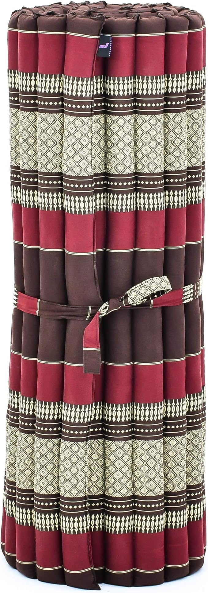 Leewadee - Kapok Roll Mat – Handcrafted Folding Sleep & Relaxation Mattress from Thailand, Ideal as Guest Bed, Camping Mat, Yoga Mat or Traditional Futon, 75 x 39 inches, Brown Red