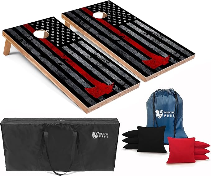 Tailgating Pros American Themed Lightweight Corn Hole Board Set w/Bean Bags and Carrying Case - 4'x2' Cornhole Toss