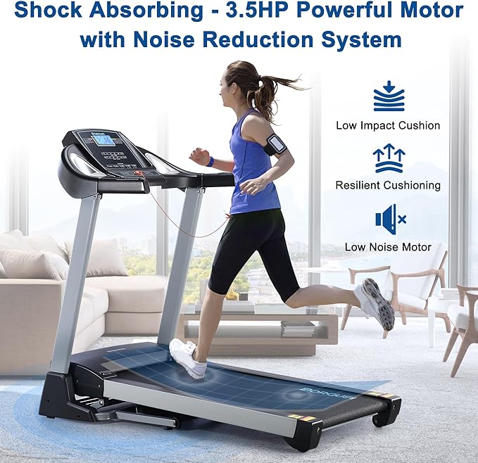 15% Auto Incline Treadmill with Bluetooth Speaker, 20" Wide 3.5HP Folding Electric Treadmill with LCD Display Easy Assembly Running Walking Exercise Machine for Home Use, 350 LBS Capacity
