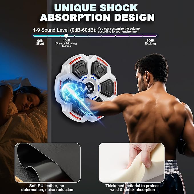 Music Boxing Machine for Adults, Boxing Machine Wall Mounted Music with Boxing Gloves, 9 Modes & 9 Speeds, Gym Equipment for Home, Office and Gym