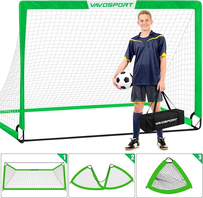 Soccer Goal, 2 of 6'x4' Kids Soccer Goals for Backyard Set, Portable Pop Up Soccer Net, Practice Soccer Training Equipment with Ball, Cones for Toddler,Youth Sports Outdoor Games Yard Play