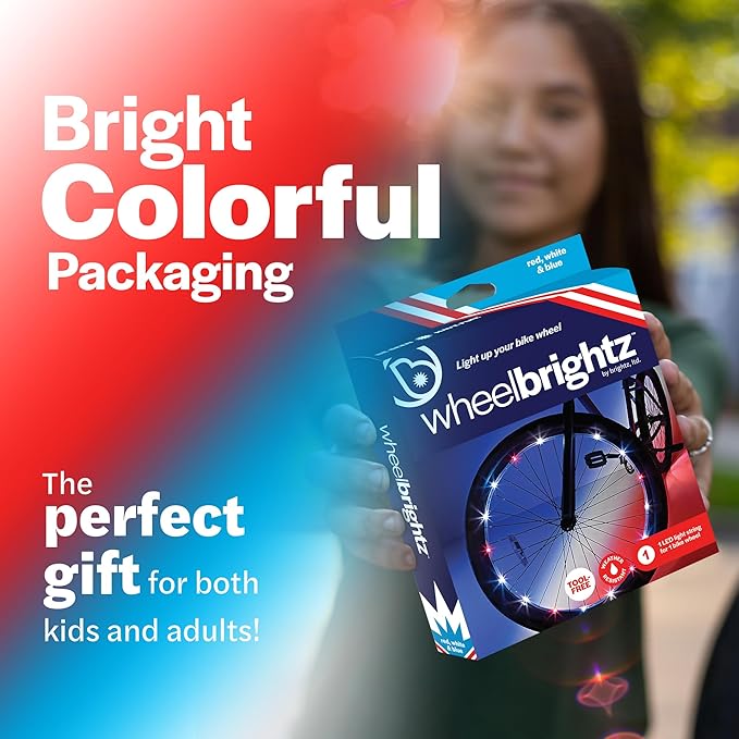 Brightz WheelBrightz LED Bike Wheel Lights - 2025 Edition with Superior Straps & LED-Weatherproof Shield! 14 Colors - Unmatched Durability, Visibility & 48+ Hours of Dazzling Illumination