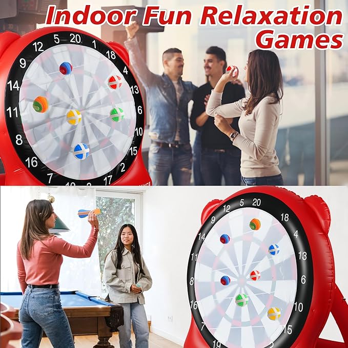UBALANCE Giant Inflatable Dart Board for Adults, 6ft Outdoor Yard Games with 26 Sticky Balls, Soccer Tennis Golf Fun, Carnival Backyard Party & Lawn Sports