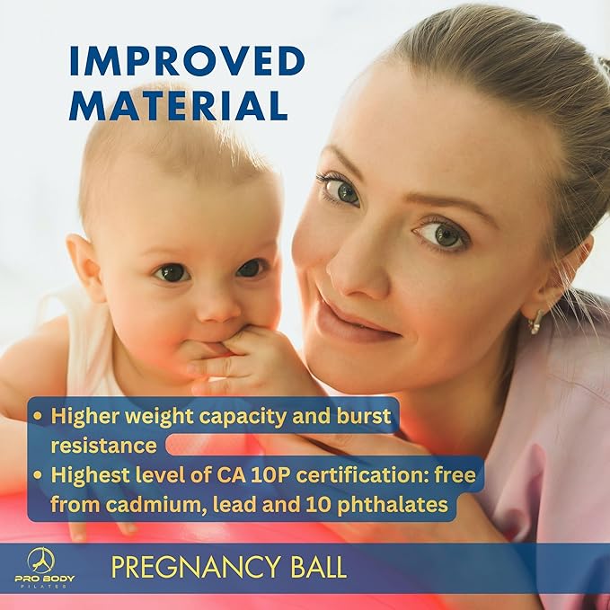 ProBody Pilates Pregnancy Ball - Yoga Ball for Pregnancy with Book, Prenatal, Labor & Postnatal Maternity Exercise