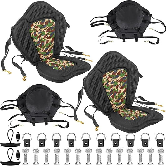 Kayak Seat, Universal Deluxe Thicken Seat Cushions for Kayak, Canoe Seats with Detachable Storage Bag for Kayaking Canoeing Rafting Fishing (2 Pack Camo Thick)
