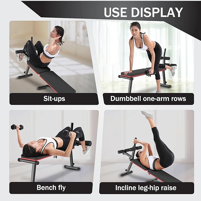 Decline & Flat Bench, Foldable, Multi-Gear Adjustment, Full Body Workout, 660 lbs/300 kgs Capacity